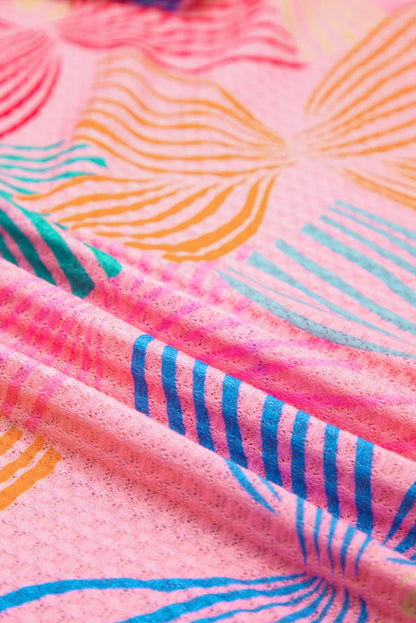 Pink Bowknot Print Waffle Loose Tee - Shello's Creative Boutique