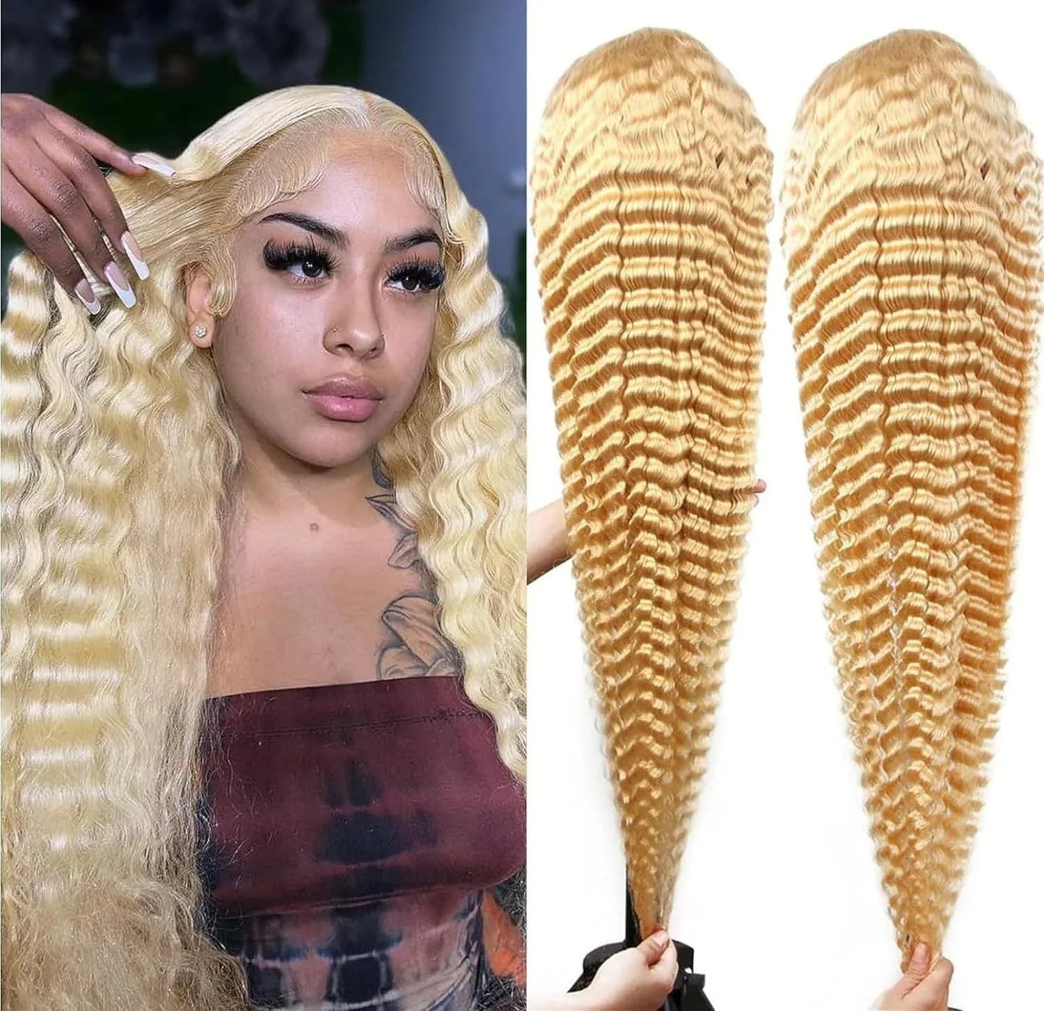 Medium Length Curly Lace Front Wig - Synthetic Hair - Shello's Creative Boutique