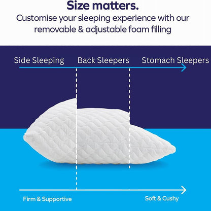 Shredded Memory Foam Bamboo Cooling Pillow - Perfect for Back & Side Sleepers