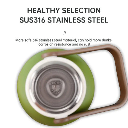 Large capacity 316 stainless steel sports water bottle outdoor with carrying rope portable travel pot thermos cup - Shello's Creative Boutique