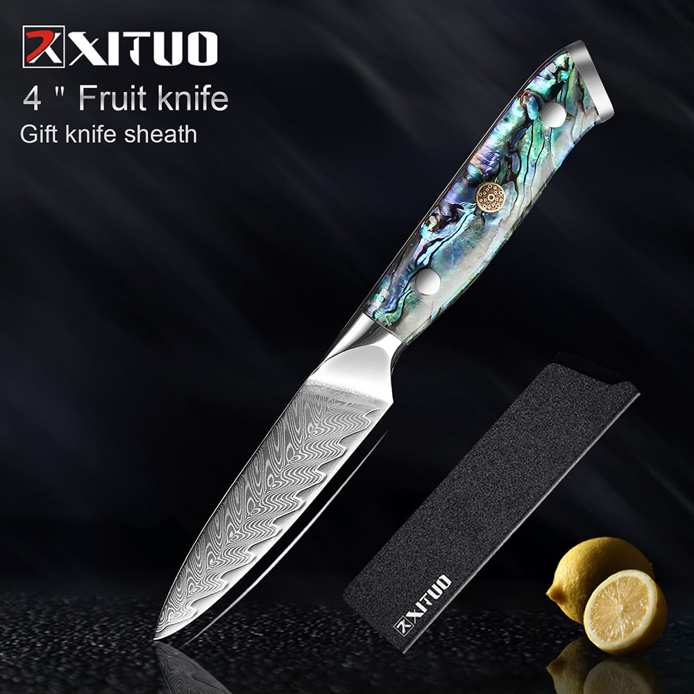 XITUO Damascus Steel knife Set Kitchen Cooking Tools Chef Knife Japanese Santoku Knives Boning knife Exquisite Shell Handle eprolo