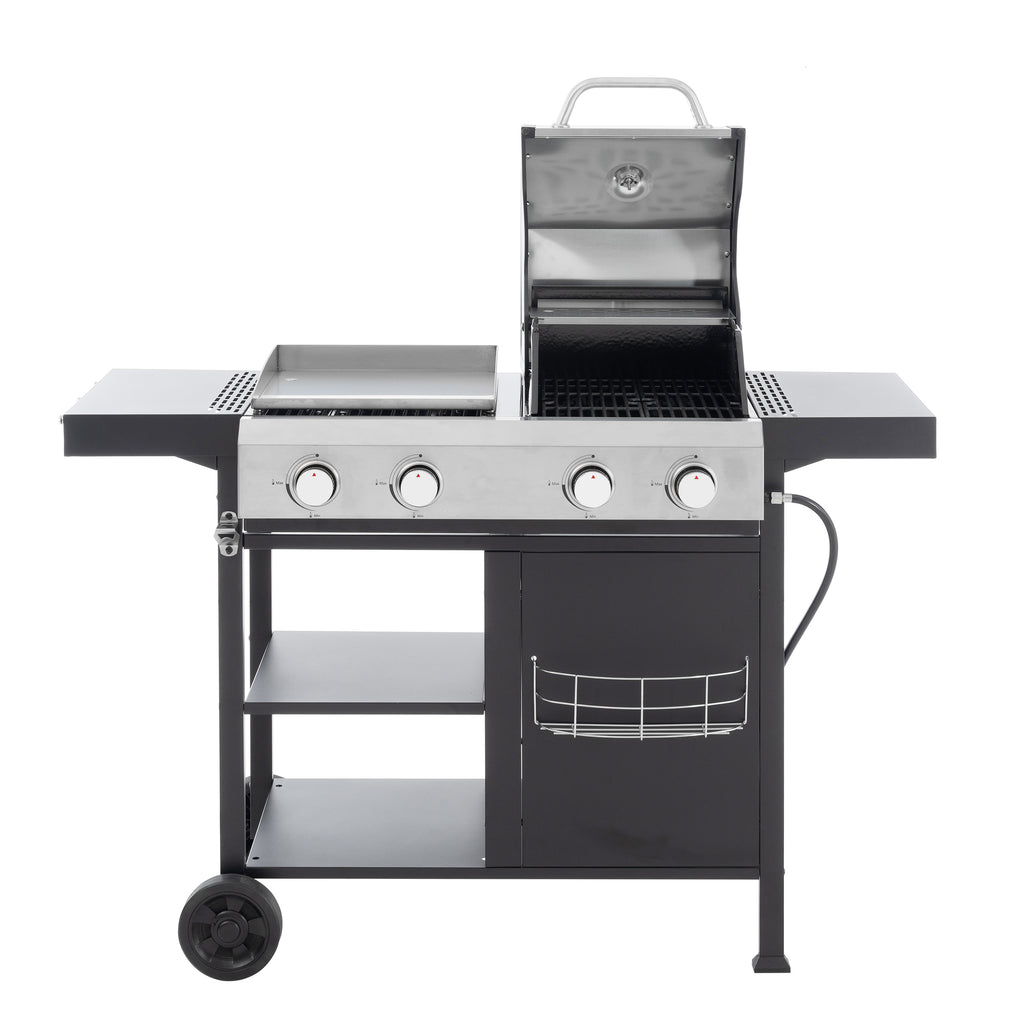 2+2 multifunctional gas barbecue grill and covered grill combination for outdoor cooking - barbecue, barbecue, pizza. eprolo