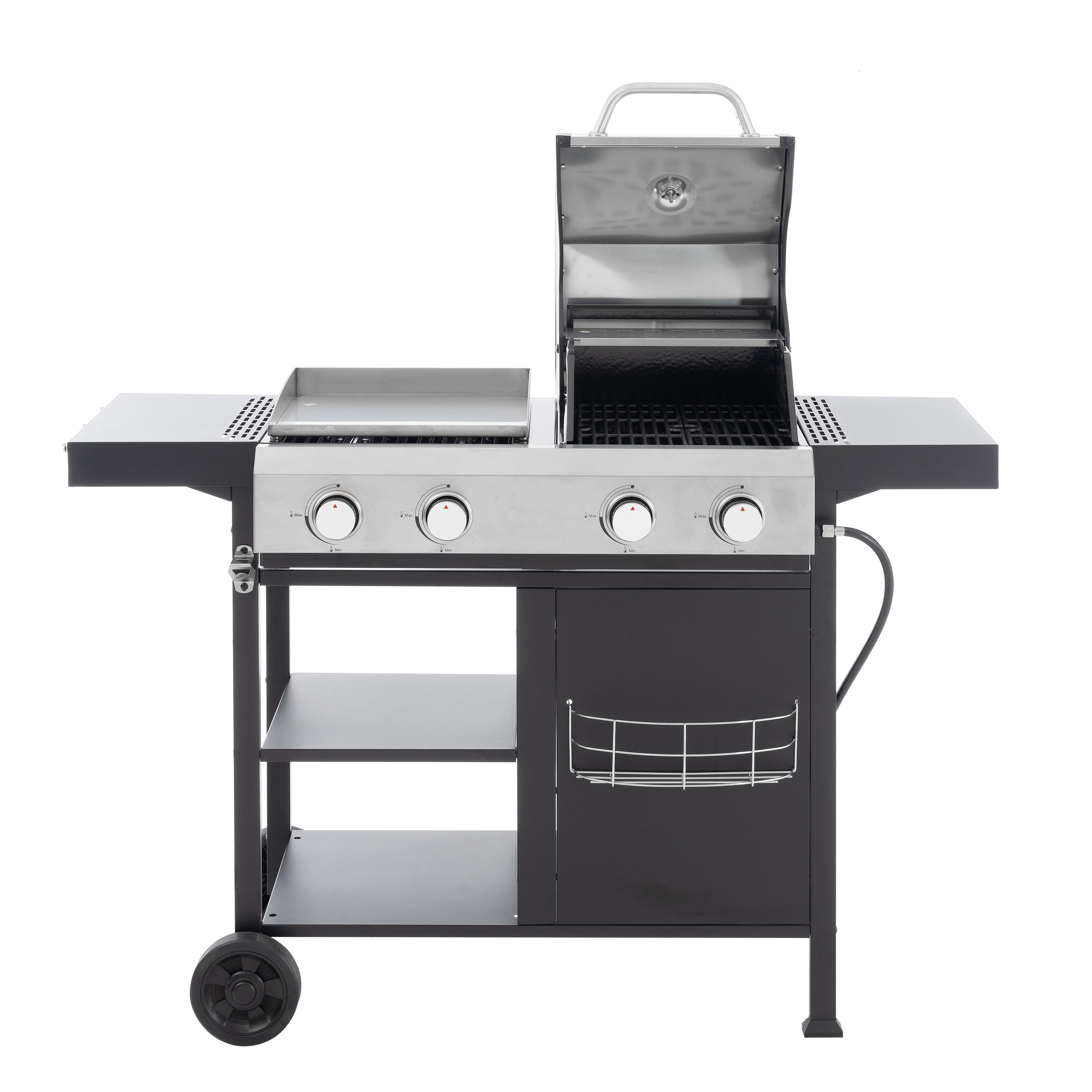 2+2 multifunctional gas barbecue grill and covered grill combination for outdoor cooking - barbecue, barbecue, pizza. eprolo