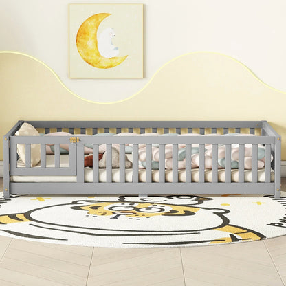 Twin Size Floor Bed with Safety Guardrails & Door – Secure, Stylish, and Fun - Shello's Creative Boutique
