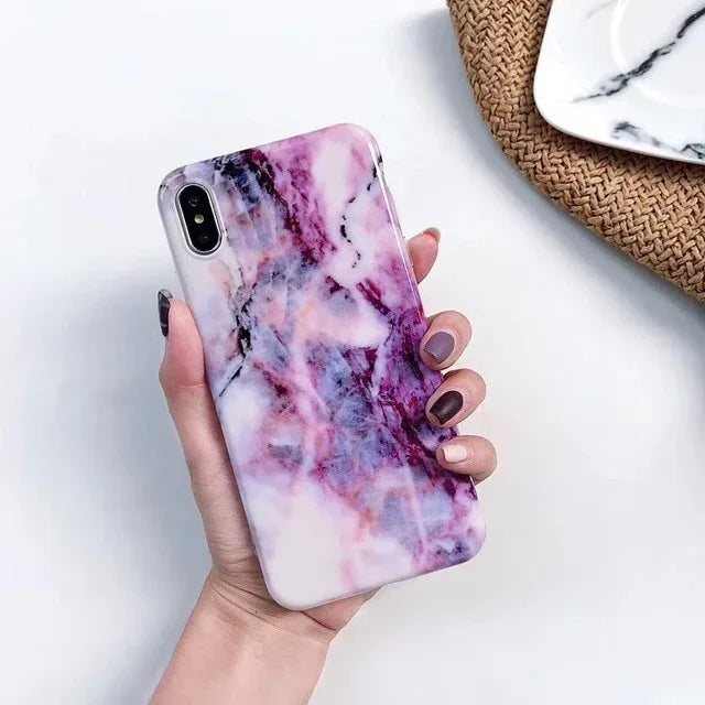 Luxury Marble Case For iPhone 7 Case Soft Silicone Back Cover For iPhone 6 6S 7 Plus 8 Plus Coque iPhone X XR XS Max Case Cover - Shello's Creative Boutique