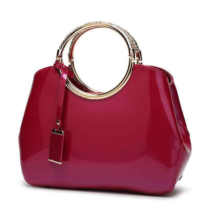 One-Shoulder Patent Leather Handbag for Weddings - Shiny Crossbody Design - Shello's Creative Boutique