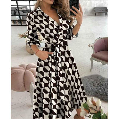 Eprolo Fashionable V-Neck Printed Dress for Women - Short Sleeved Style - Shello's Creative Boutique