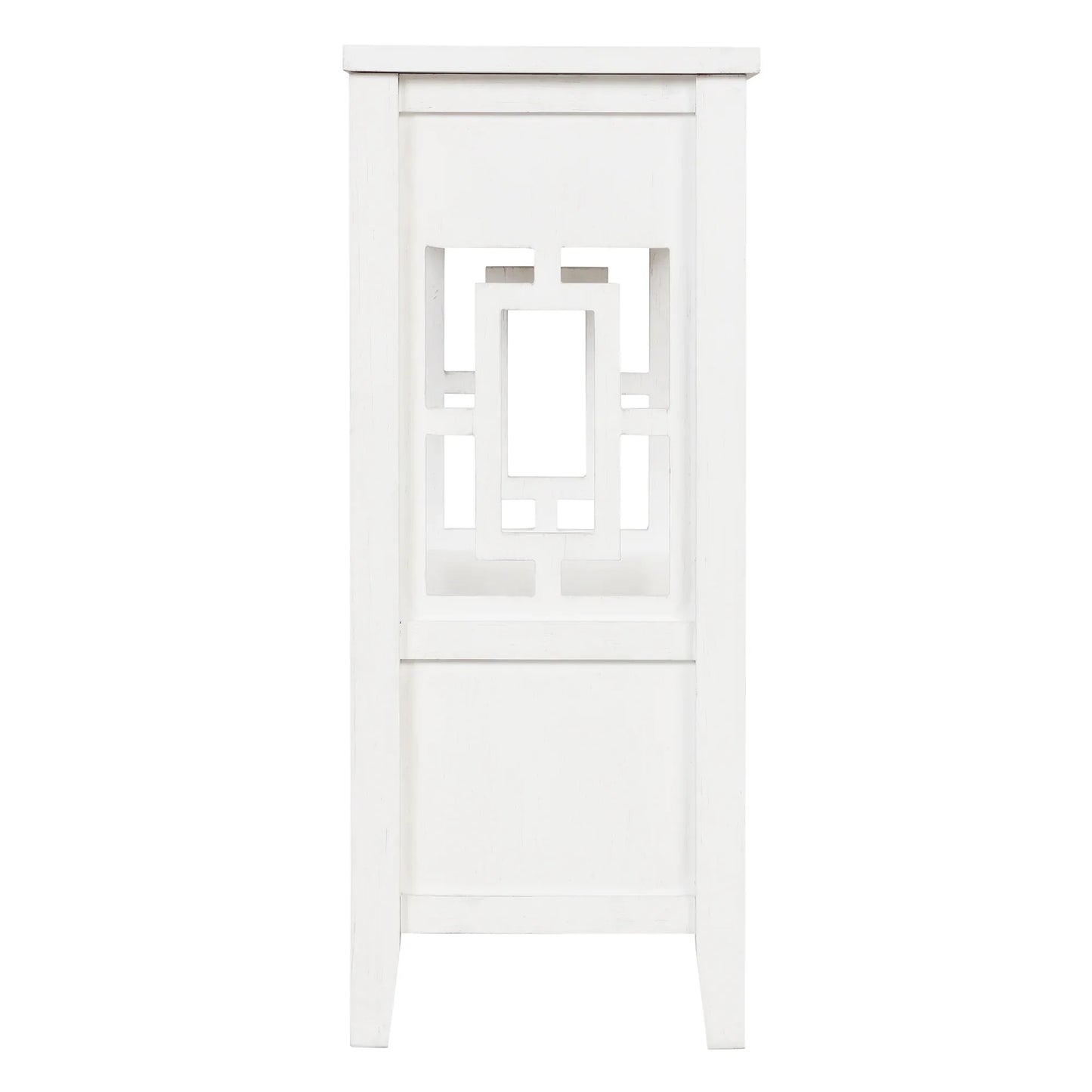 36'' Farmhouse Pine Wood Console Table Entry Sofa Table with 4 Drawers & 1 Storage Shelf (Antique White) - Shello's Creative Boutique