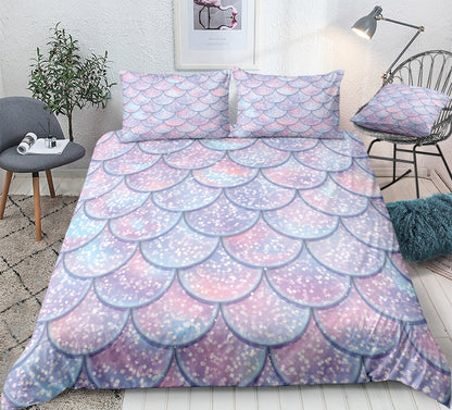 Mermaid Pattern Fish Scales Three Or Four Pieces Household Quilt Cover Bedding eprolo