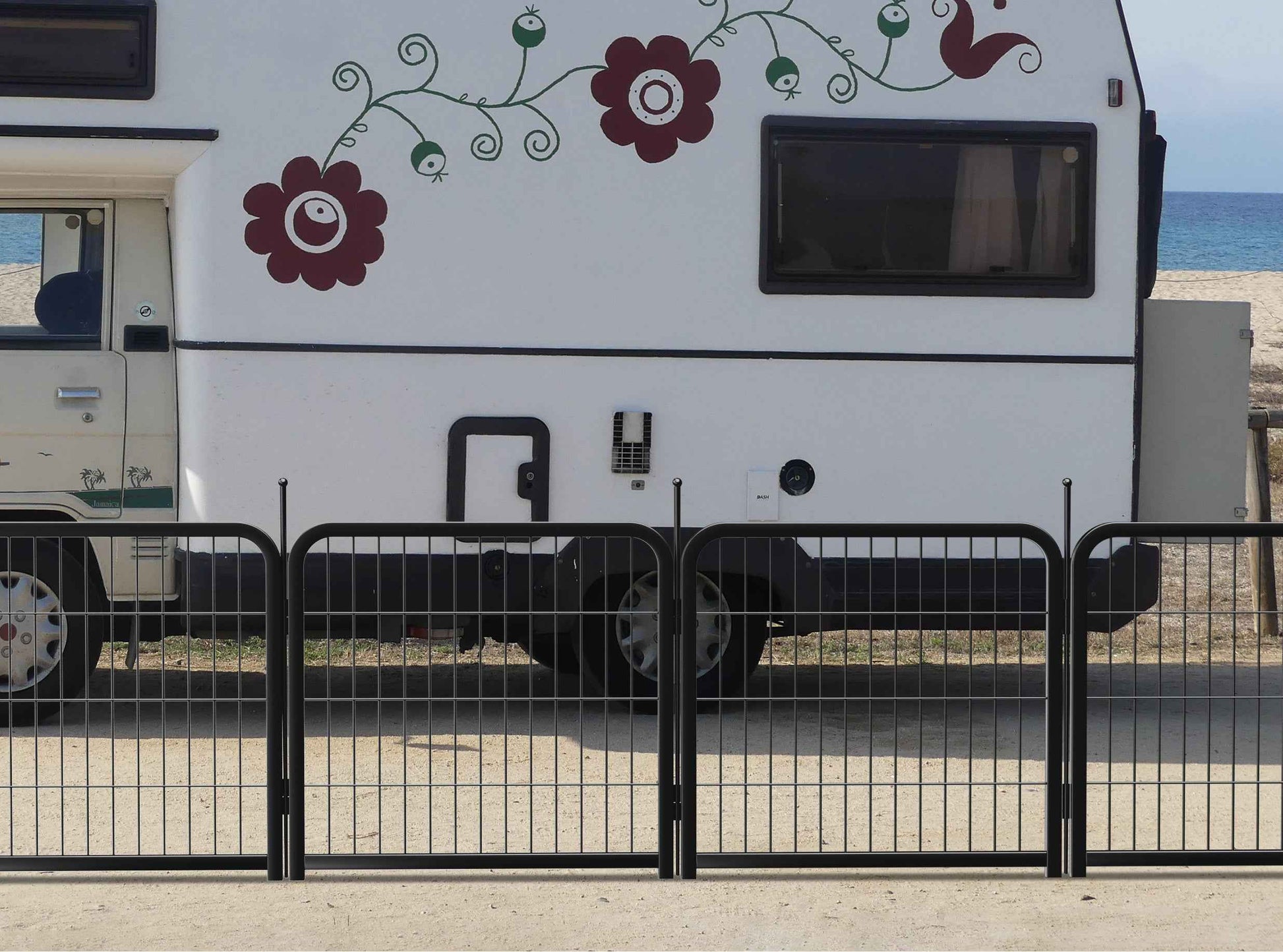 8-Panel Outdoor Dog Fence - 80cm Portable Pet Playpen (Black, 67cm W x 80cm H)