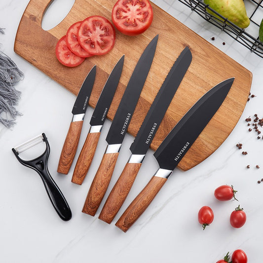 Stainless Steel Knife Wooden Handle Knife Set Kitchen Six-Piece Set Kitchen Knife Fruit Knife Gift Set Knife eprolo