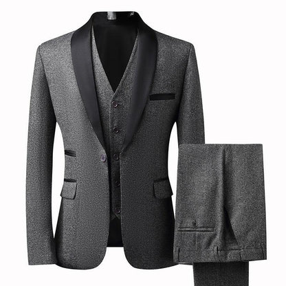 Suit Groom Suit Set Men's Three Piece Slim Fit Korean Version Wedding Dress Business Casual Handsome Suit - Shello's Creative Boutique