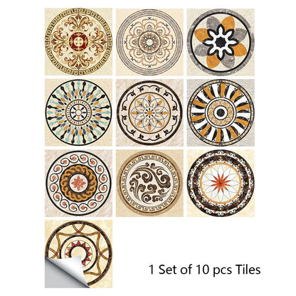 10 Piece Set Of Datura Mosaic Small Flower Imitation Ceramic Tile Wall Sticker - Shello's Creative Boutique