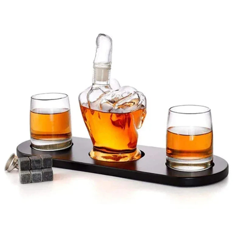 The Wine Savant Middle Finger Decanter Novelty Whiskey & Wine Decanter Set - Shello's Creative Boutique
