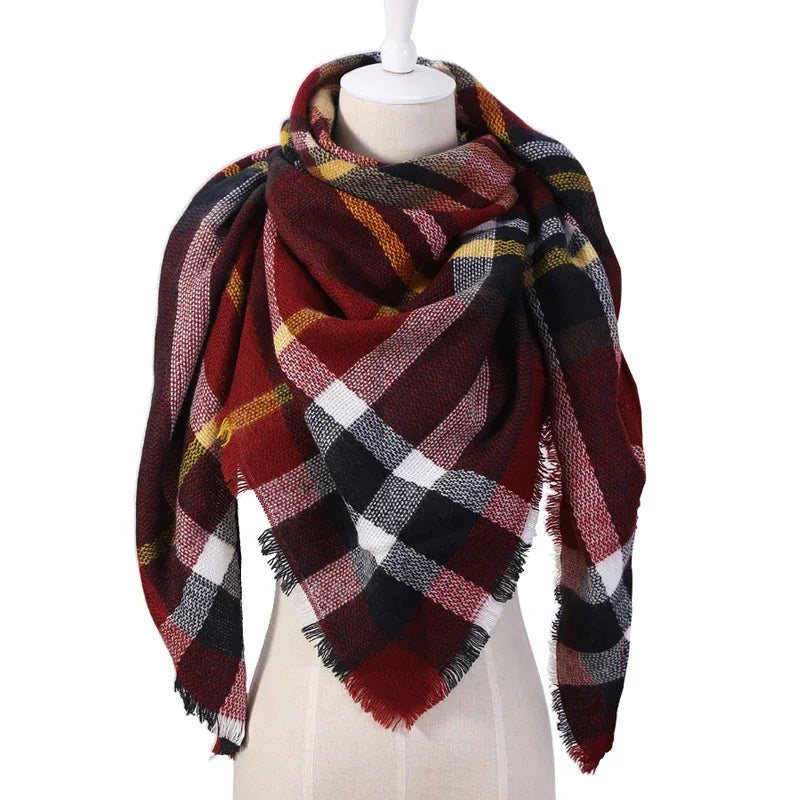 Winter Triangle Scarf For Women Brand Designer Shawl Cashmere Plaid Scarves Blanket Wholesale Drops - Shello's Creative Boutique