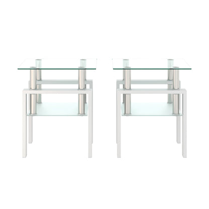 Set of 2 Modern Tempered Glass Tea Tables – Sleek Elegance for Your Living Space - Shello's Creative Boutique