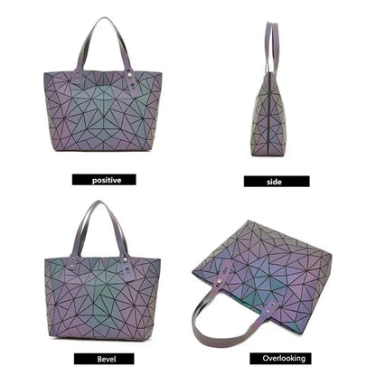 Luminous Bags for Women set folding Totes Geometric Splice Lady Hand bags - Shello's Creative Boutique