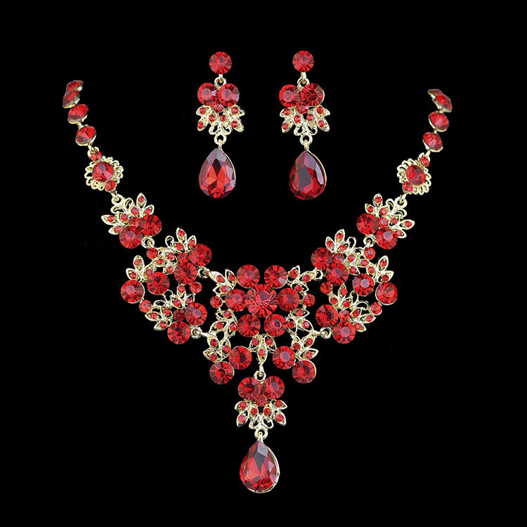 Korean Bridal Jewelry Korean Rhinestone Curvy Bridal Collarbone Necklace Wedding Accessories Two-Piece Set eprolo