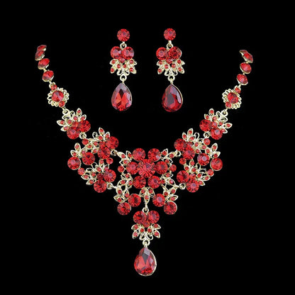 Korean Bridal Jewelry Korean Rhinestone Curvy Bridal Collarbone Necklace Wedding Accessories Two-Piece Set - Shello's Creative Boutique