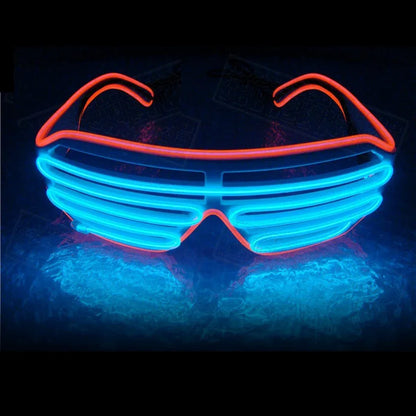 Double-colored Neon Luminous Glasses Flashing Eyeglass Party Wire LED Light Glasses Halloween Fluorescent Glowing Glasses Party - Shello's Creative Boutique
