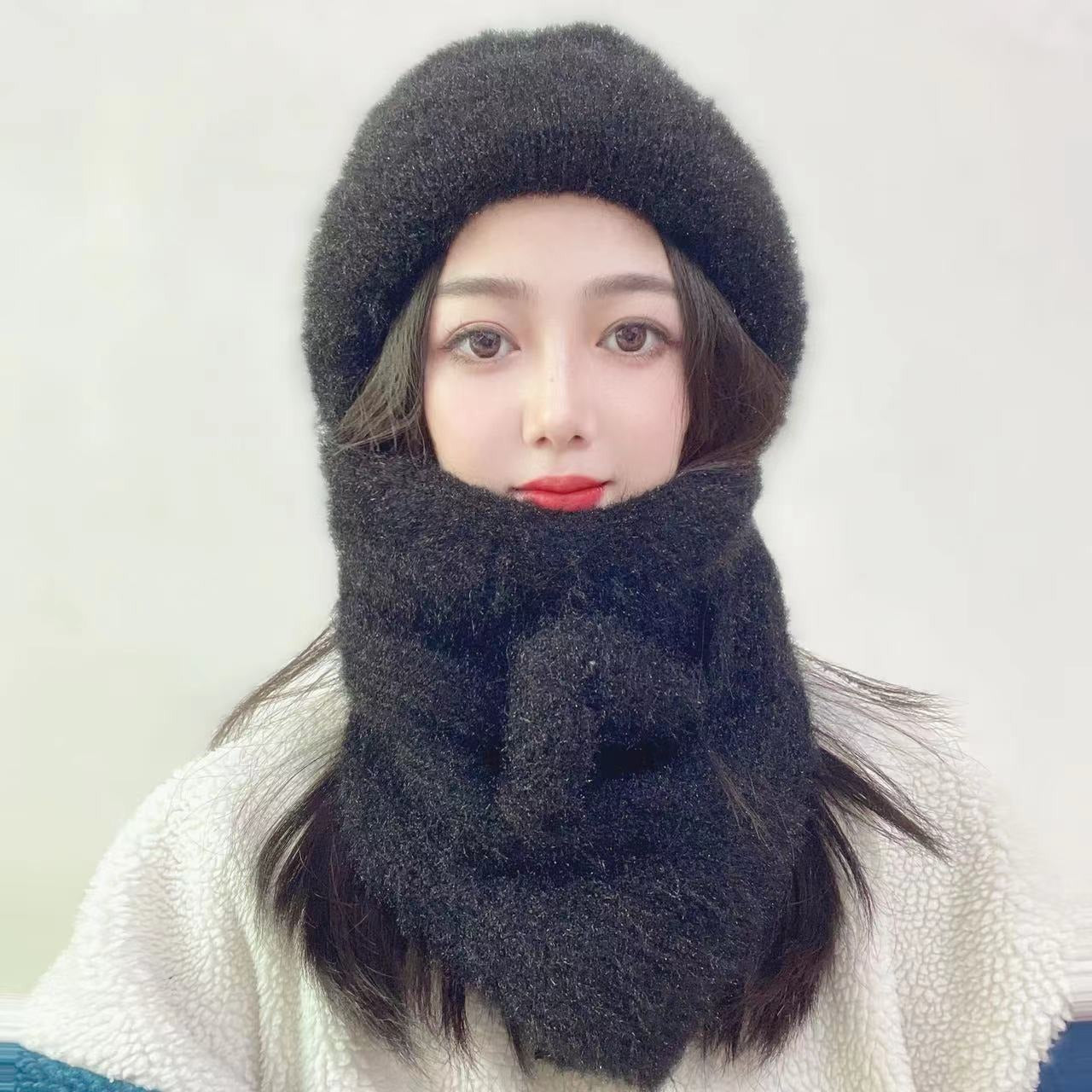 Hats Women's Autumn And Winter Hats Scarves One Piece Squirrel Fur Snow Hats Plush Wool Hats Plush Ear Protection Knitted Hats eprolo