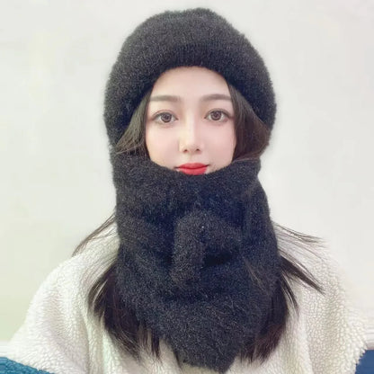 Hats Women's Autumn And Winter Hats Scarves One Piece Squirrel Fur Snow Hats Plush Wool Hats Plush Ear Protection Knitted Hats - Shello's Creative Boutique