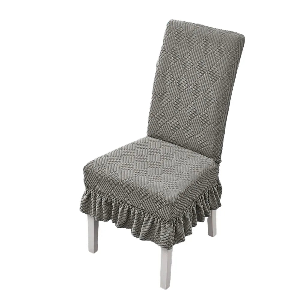 1PCS Elastic Universal Dining Chair Cover Soft Anti-wrinkle Knitted Jacquard Velvet Dining Table And Chair Cover 7colors Option eprolo