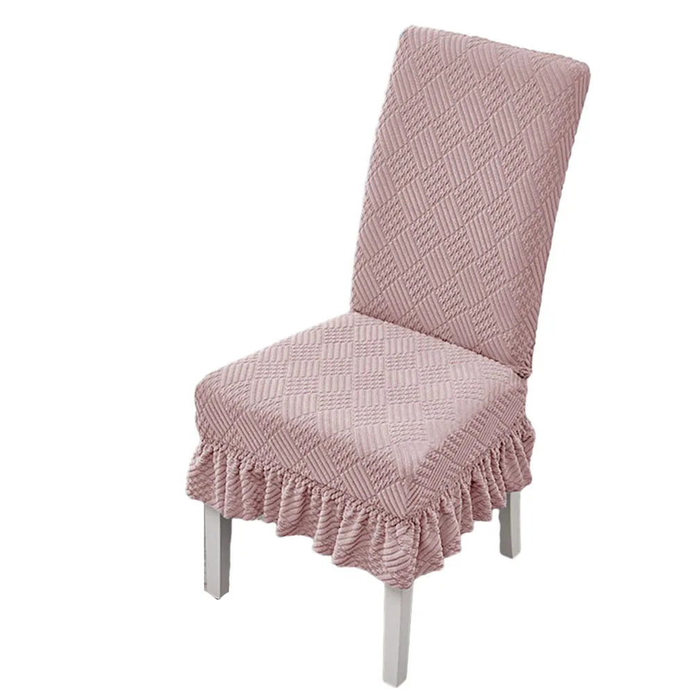 1PCS Elastic Universal Dining Chair Cover Soft Anti-wrinkle Knitted Jacquard Velvet Dining Table And Chair Cover 7colors Option eprolo