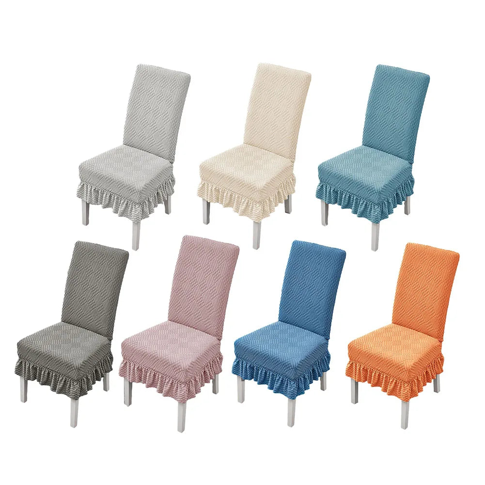 1PCS Elastic Universal Dining Chair Cover Soft Anti-wrinkle Knitted Jacquard Velvet Dining Table And Chair Cover 7colors Option eprolo