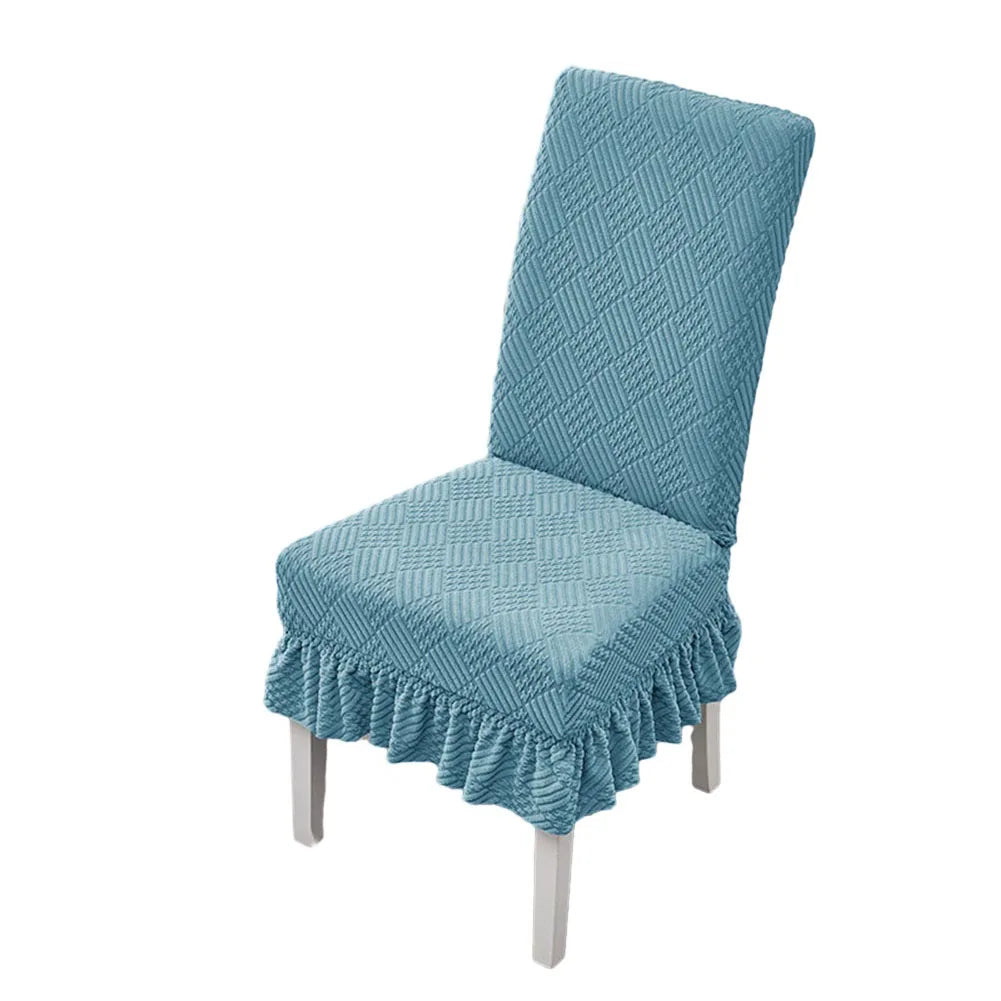 1PCS Elastic Universal Dining Chair Cover Soft Anti-wrinkle Knitted Jacquard Velvet Dining Table And Chair Cover 7colors Option eprolo