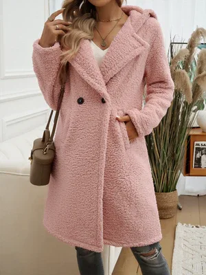 Casual Loose Hooded Plush Coat - Ultra-Soft Cozy Outerwear for Women - Shello's Creative Boutique