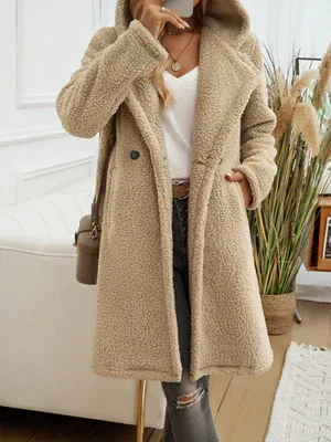 Casual Loose Hooded Plush Coat - Ultra-Soft Cozy Outerwear for Women - Shello's Creative Boutique