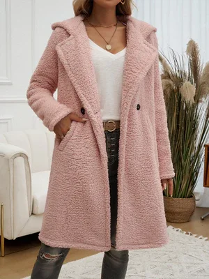 Casual Loose Hooded Plush Coat - Ultra-Soft Cozy Outerwear for Women - Shello's Creative Boutique