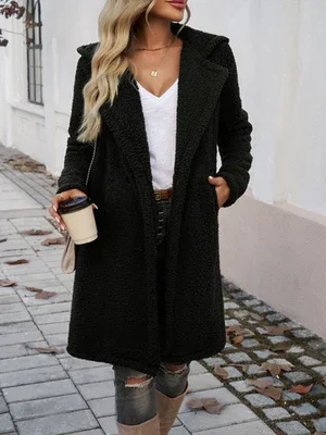 Casual Loose Hooded Plush Coat - Ultra-Soft Cozy Outerwear for Women - Shello's Creative Boutique
