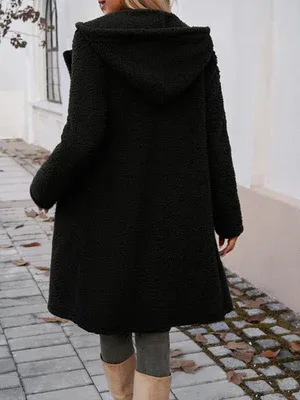 Casual Loose Hooded Plush Coat - Ultra-Soft Cozy Outerwear for Women - Shello's Creative Boutique