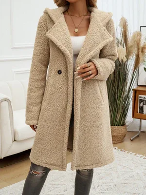 Casual Loose Hooded Plush Coat - Ultra-Soft Cozy Outerwear for Women - Shello's Creative Boutique