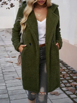 Casual Loose Hooded Plush Coat - Ultra-Soft Cozy Outerwear for Women - Shello's Creative Boutique