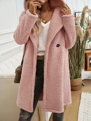 Casual Loose Hooded Plush Coat - Ultra-Soft Cozy Outerwear for Women - Shello's Creative Boutique