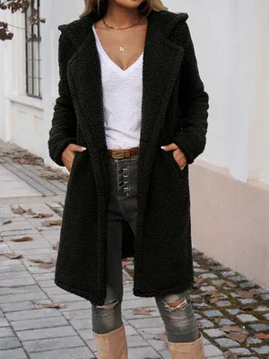 Casual Loose Hooded Plush Coat - Ultra-Soft Cozy Outerwear for Women - Shello's Creative Boutique