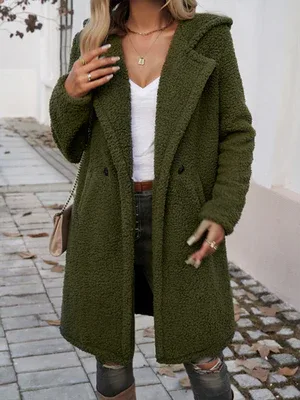 Casual Loose Hooded Plush Coat - Ultra-Soft Cozy Outerwear for Women - Shello's Creative Boutique