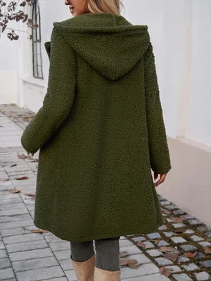 Casual Loose Hooded Plush Coat - Ultra-Soft Cozy Outerwear for Women - Shello's Creative Boutique