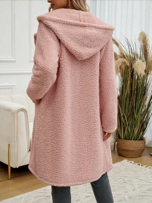 Casual Loose Hooded Plush Coat - Ultra-Soft Cozy Outerwear for Women - Shello's Creative Boutique