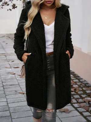 Casual Loose Hooded Plush Coat - Ultra-Soft Cozy Outerwear for Women - Shello's Creative Boutique