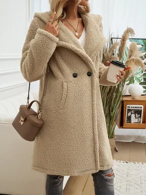 Casual Loose Hooded Plush Coat - Ultra-Soft Cozy Outerwear for Women - Shello's Creative Boutique