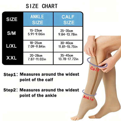 Toe Freedom Compression Socks - Comfortable, Breathable, and Quick-Drying for All-Day Wear, Sports, and Fitness - Polyester Knit Fabric, Side Zipper, and Toeless Design