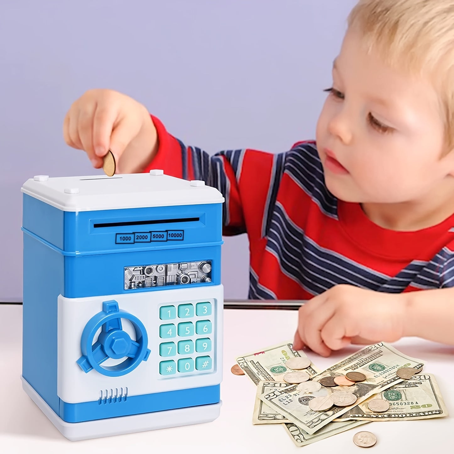 Kids ATM Piggy Bank with Password - Electronic Money Box with Auto Coin Slot