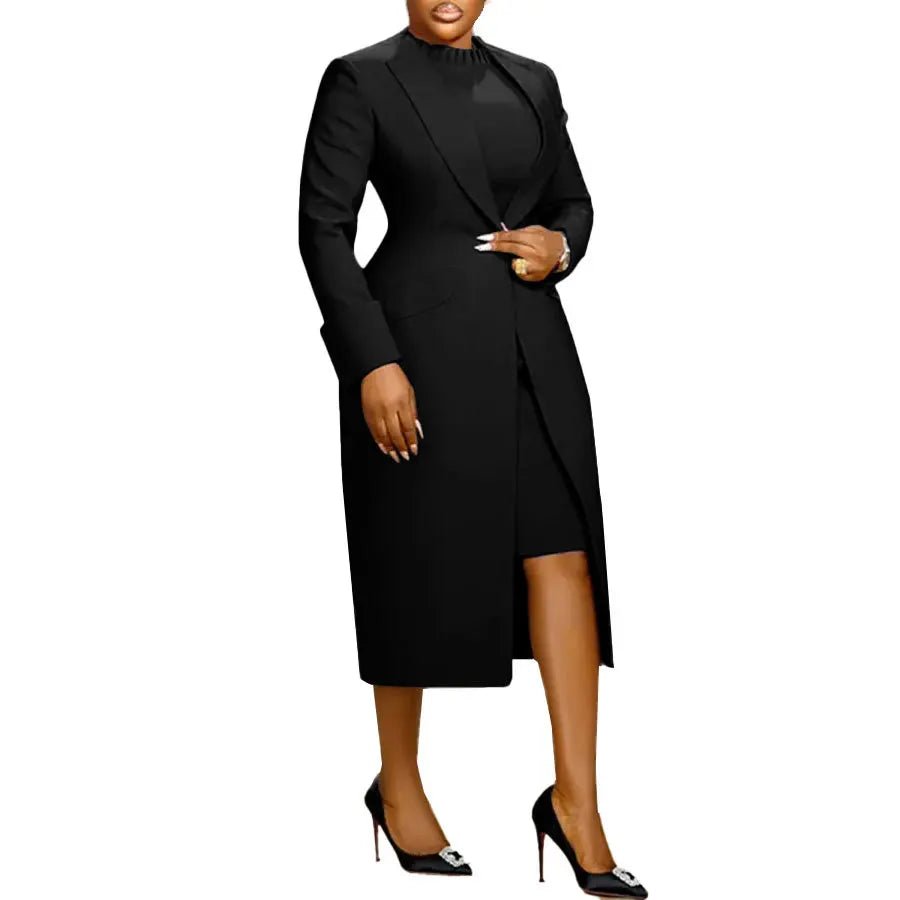 2 - Piece Blazer & Dress Set - Plus Size Office Wear - Shello's Creative Boutique
