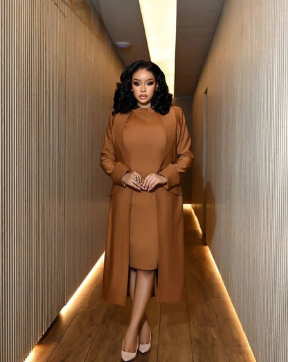 2 - Piece Blazer & Dress Set - Plus Size Office Wear - Shello's Creative Boutique