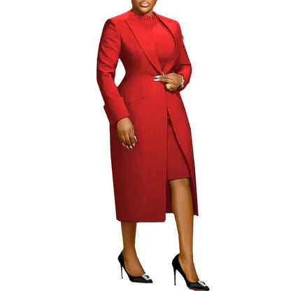 2 - Piece Blazer & Dress Set - Plus Size Office Wear - Shello's Creative Boutique