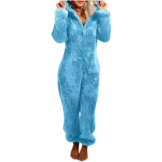 2022 Fashion Onesies Fleece Sleepwear Overall Plus Size Hood Sets Pajamas for Women Adult for Winter Warm Pyjamas Women S-5XL eprolo